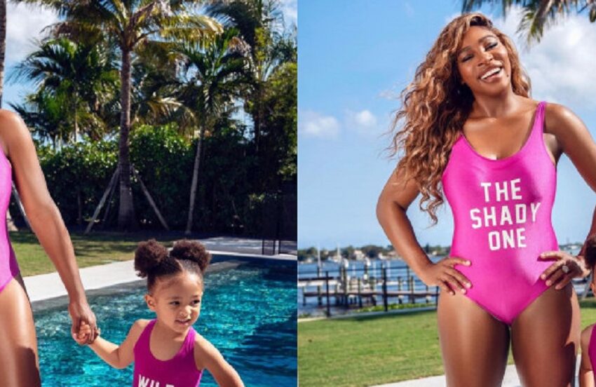 Serena Williams, ședință foto în costum de baie alături de fiica sa, Olympia. La trei ani, fetița este deja o mică fashionistă