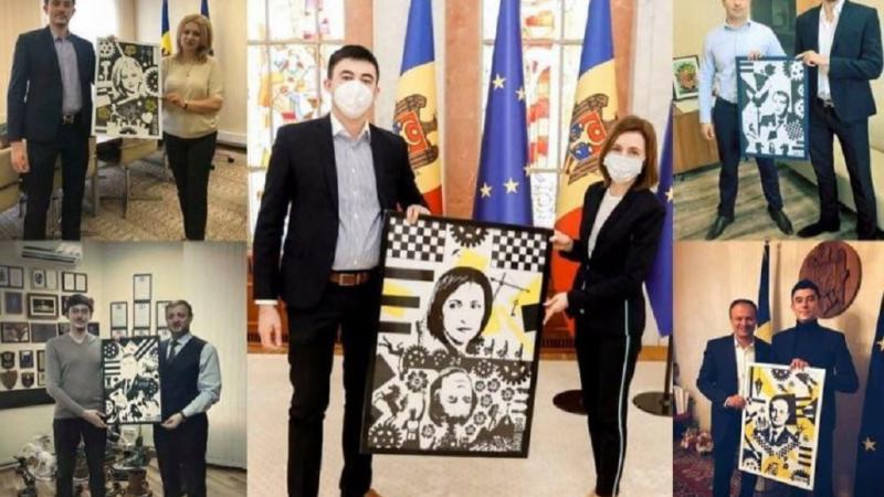„Bine ați venit în club, Maia Grigorievna!”: Țîrdea, despre tabloul pe care l-a primit cadou Maia Sandu de la un artist