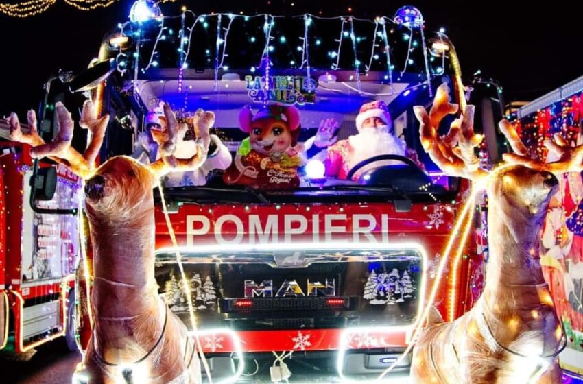  Caravana de Crăciun: 26 de mașini ale pompierilor, decorate cu luminițe, vor circula pe străzile capitalei